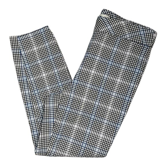 Jules & Leopold Plaid Dress Pant Black White Blue Check Pull-on Stretch Womens M - Picture 10 of 10